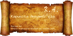 Kapuszta Annamária névjegykártya