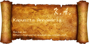 Kapuszta Annamária névjegykártya